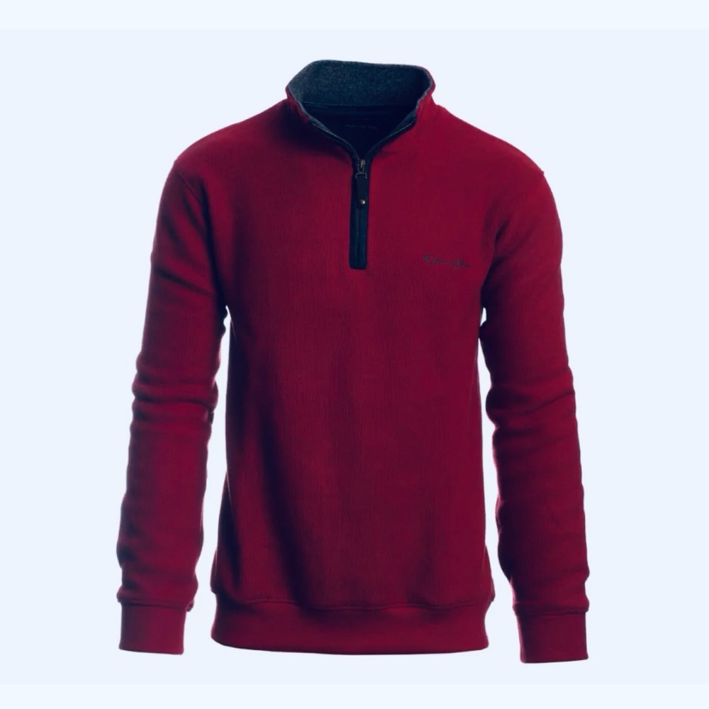 Men’s Quarter Zip Sweater, Ethnic Blue Collegiate, Preppy Wool/Cotton